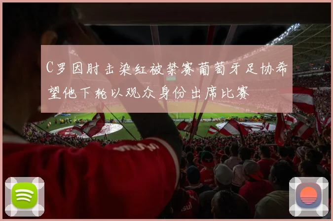 C罗因肘击染红被禁赛葡萄牙足协希望他下轮以观众身份出席比赛